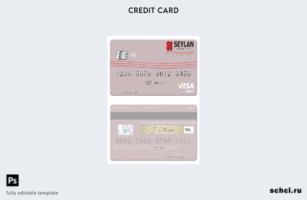 цифровая загрузка шаблона дебетовой карты Visa Шри Ланки Seylan Bank Plc